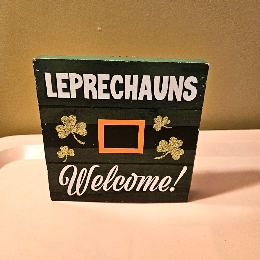 Leprechauns Welcome Small Wooden Sign